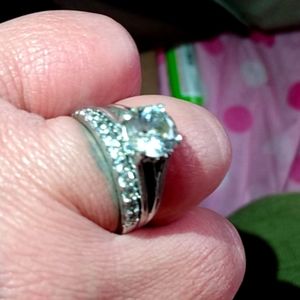 Sterling silver diamond encrusted wedding set